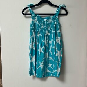 Tybee Island Girls Teal/White AUDREY Starfish Boho Sundress,One Size,2T-4T